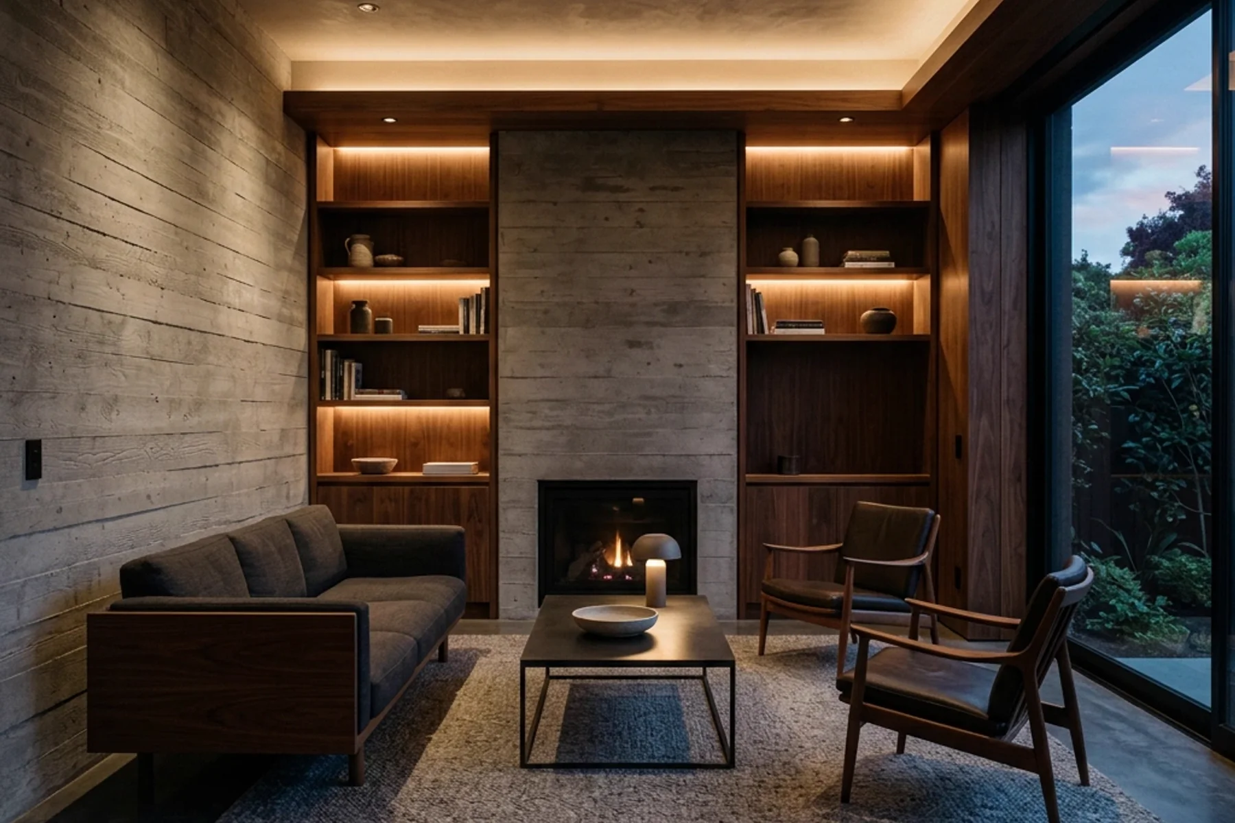 Interior residencial con iluminación indirecta
